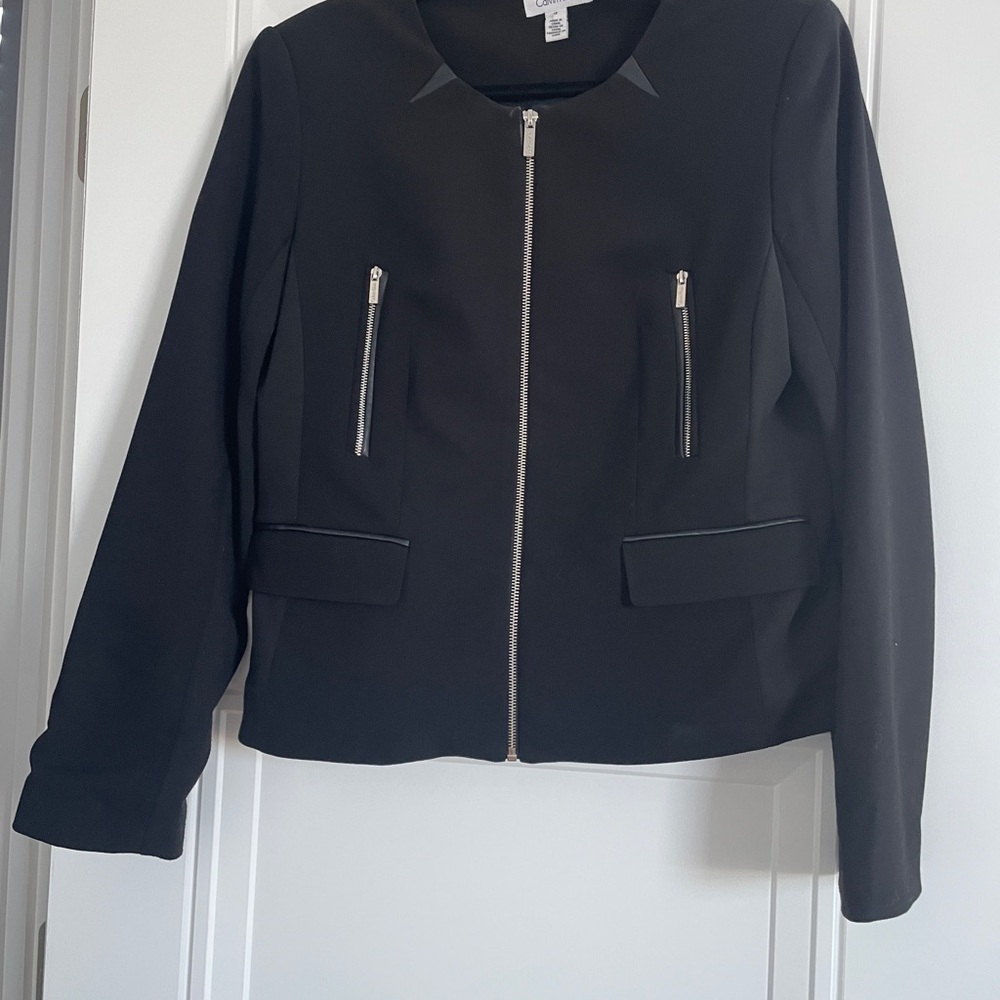 Calvin Klein Black Women's Blazer with Zippered Pockets